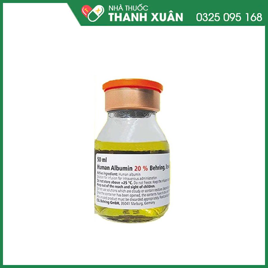 Human Albumin 20% Behring, Low Salt 50ml điều trị giảm albumin trong máu